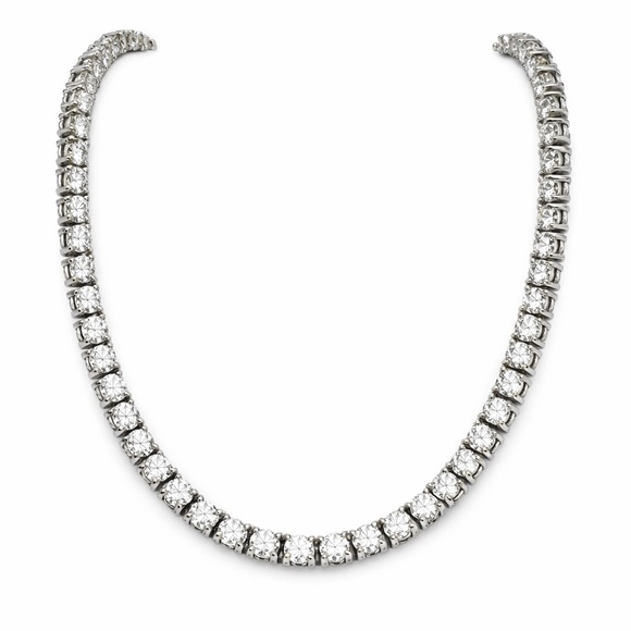 15.0 CT Silver Moissanite Diamond Tennis Necklace